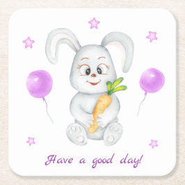 Niedlicher Bunny für eine positive Stimmung Rechteckiger Pappuntersetzer