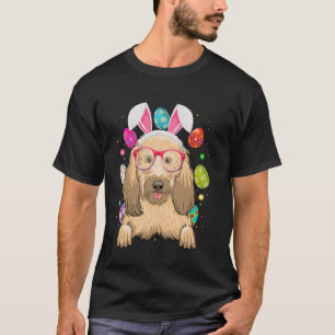 Niedlicher Bunny Goldendoodle Hund Gesicht Ostern T-Shirt