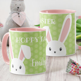 Niedlicher Bunny Happy Osterfest Name Grün Frühlin Tasse