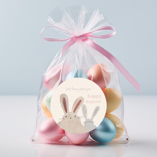Niedlicher Bunny Happy Osterheber Runder Aufkleber