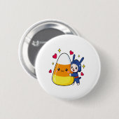 Niedlicher Bunny Hugging Candy Corn Button (Vorne & Hinten)