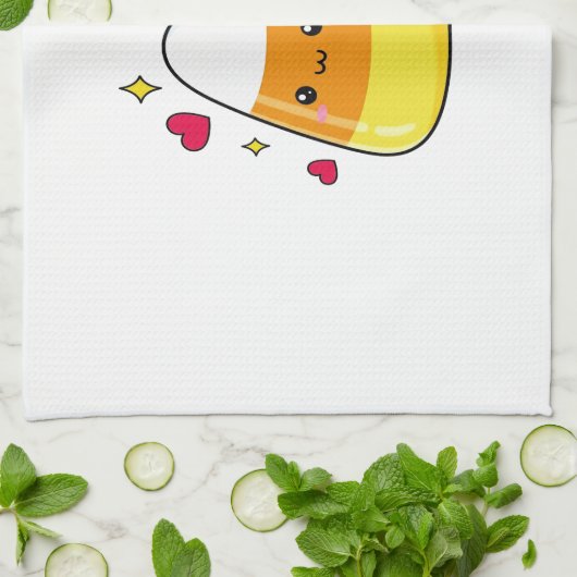 Niedlicher Bunny Hugging Candy Corn Geschirrtuch (Gefaltet)