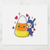 Niedlicher Bunny Hugging Candy Corn Schaumweinetikett (Einzelnes Label)