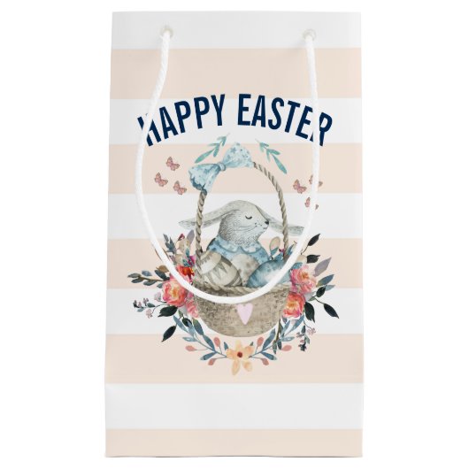 Niedlicher Bunny in Basket & Hübsch Florals Happy Kleine Geschenktüte (Vorderseite)