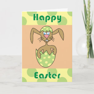 Niedlicher Bunny in Egg Polka Dots Osterkarten Feiertagskarte