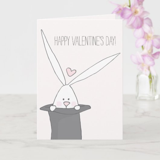 Niedlicher Bunny in einem Top Hat - Happy Valentin Karte (Orchidee)