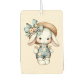 Niedlicher Bunny in Overalls mit Strohhut & Bow Autolufterfrischer (Vorderseite)