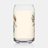 Niedlicher Bunny in Overalls mit Strohhut & Bow Dosenglas (Rechts)