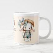 Niedlicher Bunny in Overalls mit Strohhut & Bow Jumbo-Tasse (Rechts)
