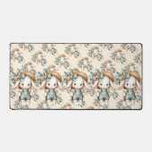 Niedlicher Bunny in Overalls mit Strohhut & Bow Schreibtischunterlage (Vorderseite)