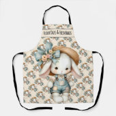 Niedlicher Bunny in Overalls mit Strohhut & Bow Schürze (Vorderseite)