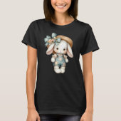 Niedlicher Bunny in Overalls mit Strohhut & Bow T-Shirt (Vorderseite)