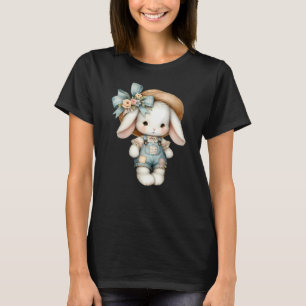 Niedlicher Bunny in Overalls mit Strohhut & Bow T-Shirt
