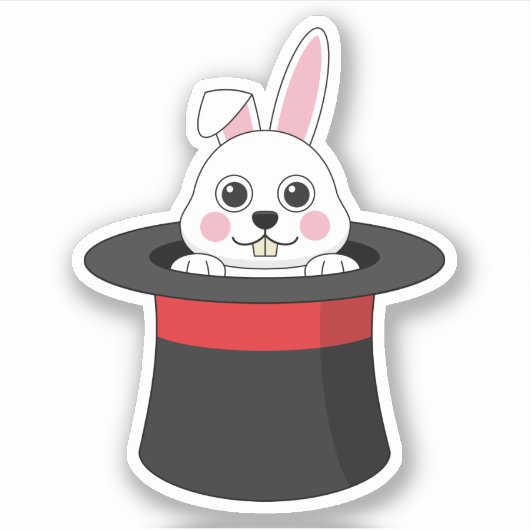 Niedlicher Bunny in Wizard Hat Aufkleber (Vorderseite)