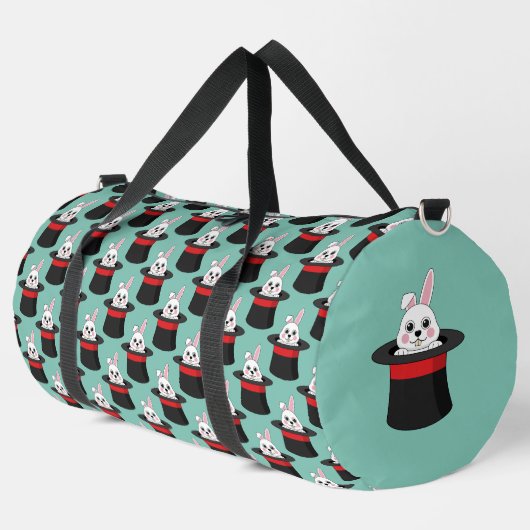 Niedlicher Bunny in Wizard Hat Pattern Duffle Bag (Linke Ecke)
