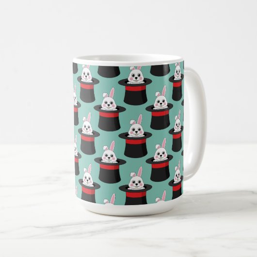 Niedlicher Bunny in Wizard Hat Pattern Kaffeetasse (VorderseiteRechts)