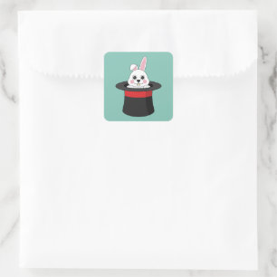 Niedlicher Bunny in Wizard Hat Quadratischer Aufkleber
