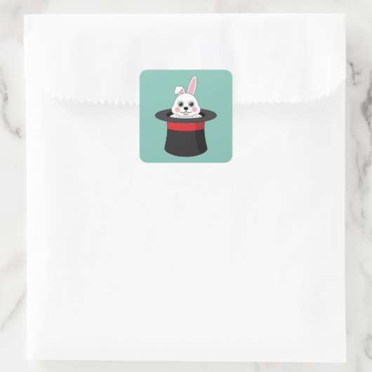 Niedlicher Bunny in Wizard Hat Quadratischer Aufkleber (Tasche)