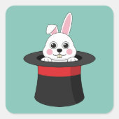 Niedlicher Bunny in Wizard Hat Quadratischer Aufkleber (Vorderseite)