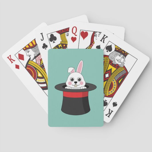 Niedlicher Bunny in Wizard Hat Spielkarten (Rückseite)