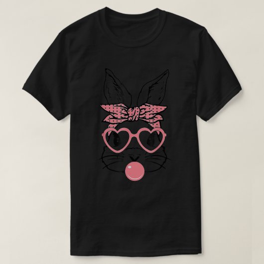 Niedlicher Bunny mit Bandana Herzbrille Bubblegum  T-Shirt (Design vorne)