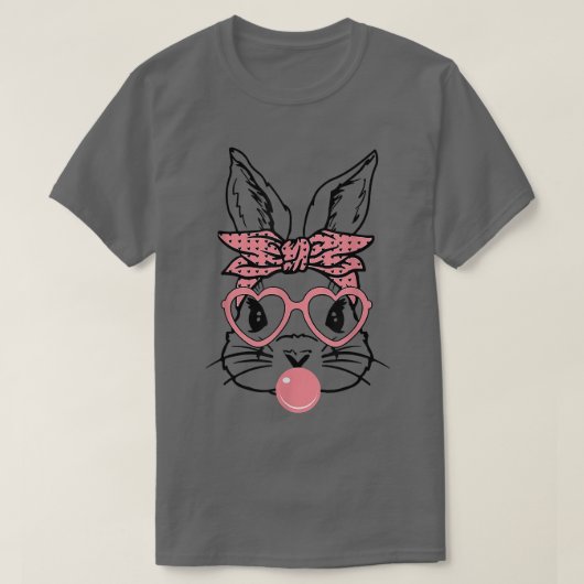 Niedlicher Bunny mit Bandana Herzbrille Bubblegum T-Shirt (Design vorne)