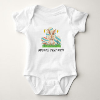 Niedlicher Bunny mit benutzerdefiniertem Text Baby Strampler