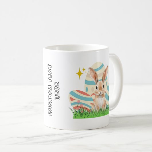 Niedlicher Bunny mit benutzerdefiniertem Text Kaffeetasse (VorderseiteRechts)