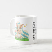 Niedlicher Bunny mit benutzerdefiniertem Text Kaffeetasse (Vorderseite Links)