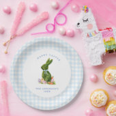 Niedlicher Bunny mit Blue Gingham Grenze Ostern Br Pappteller (Party)