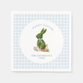 Niedlicher Bunny mit Blue Gingham Grenze Ostern Br Serviette