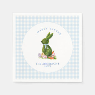 Niedlicher Bunny mit Blue Gingham Grenze Ostern Br Serviette