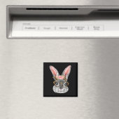 Niedlicher Bunny mit Byndana Gles Leopard Blume Ea Magnet (In Situ (Geschirrspüler))