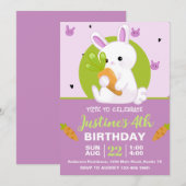 Niedlicher Bunny mit Carrot Geburtstagsparty Einladung (Vorne/Hinten)