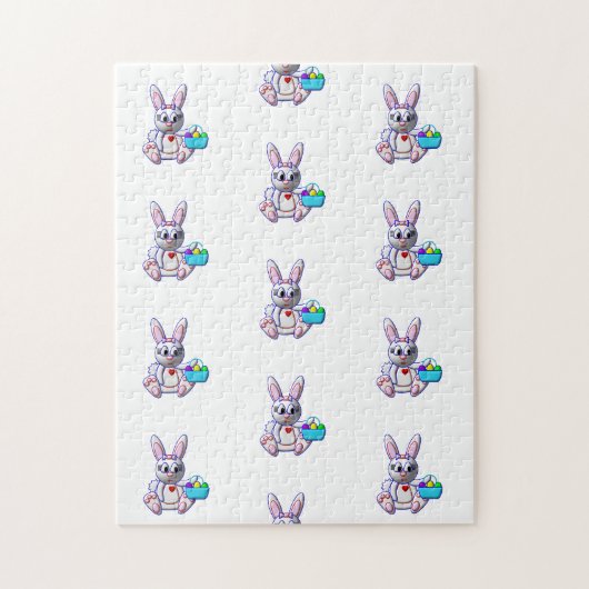 Niedlicher Bunny mit einem Korb Puzzle (Vertikal)