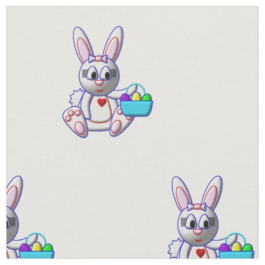 Niedlicher Bunny mit einem Korb Stoff (Nahaufnahme)