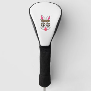 Niedlicher Bunny mit Leopard Bandana Herzbrille Os Golf Headcover