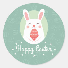 Niedlicher Bunny mit Osterhi | SIEGEL Runder Aufkleber