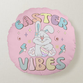 Niedlicher Bunny Oaster Vibes Pastell Spring Rundes Kissen