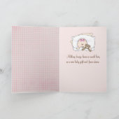 Niedlicher Bunny On Gingham für New Baby Karte (Innenseite)