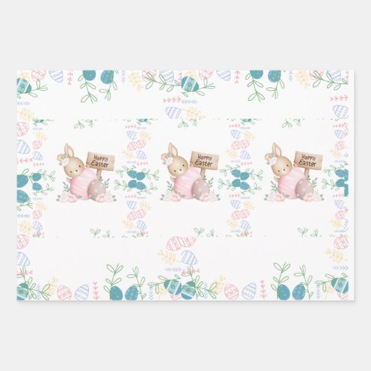 Niedlicher Bunny Osteraster Geschenkpapier Set (Vorderseite 3)