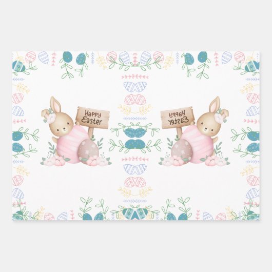 Niedlicher Bunny Osteraster Geschenkpapier Set (Vorderseite 2)