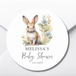 Niedlicher Bunny Rabbit Baby Dusche Gefälligkeitsa Runder Aufkleber