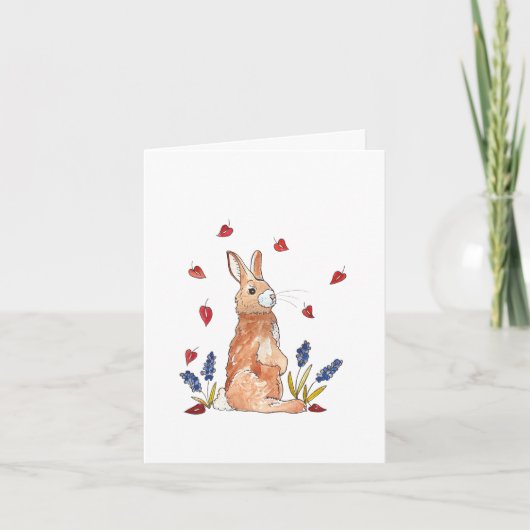Niedlicher Bunny Rabbit Dankeskarte (Vorderseite)