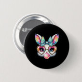 Niedlicher Bunny Rabbit Face Coquette Bow Ostertag Button (Vorne & Hinten)