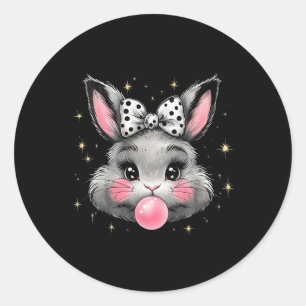Niedlicher Bunny Rabbit Face Coquette Bow Ostertag Runder Aufkleber