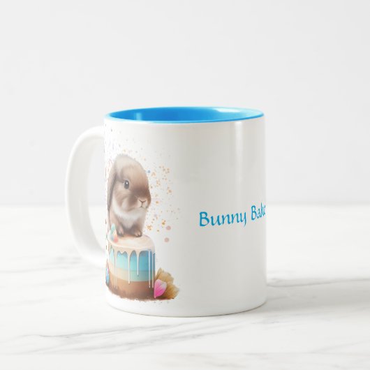 Niedlicher Bunny Rabbit Koch Baker Cake Zweifarbige Tasse (Vorderseite Links)