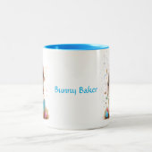 Niedlicher Bunny Rabbit Koch Baker Cake Zweifarbige Tasse (Mittel)