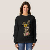 Niedlicher Bunny Rabbit Leopard Bow Krawatte Happy Sweatshirt (Vorne ganz)