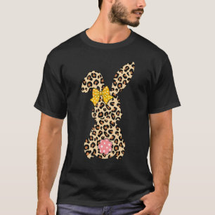 Niedlicher Bunny Rabbit Leopard Bow Krawatte Happy T-Shirt